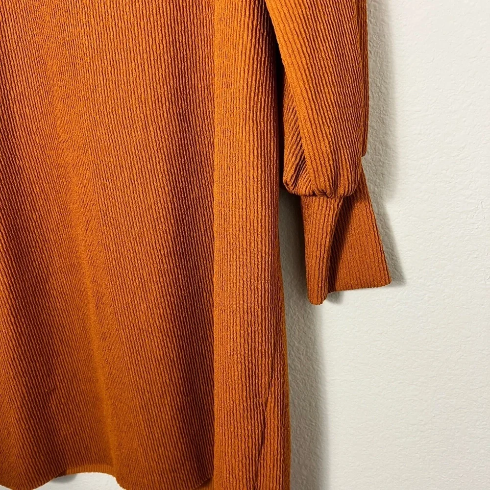 NWOT ZARA Zara Burnt Orange Oversized Needlecord Tunic Dress Size Small